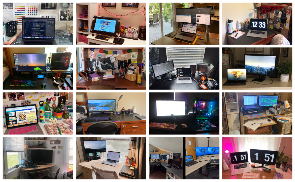 Whether it’s minimalist or maximalist, Digital Corps students and staff each have a unique remote workspace.